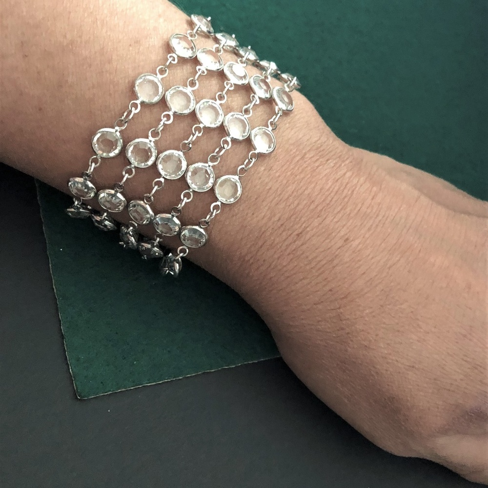 🔴 Silver link Crystal Vintage Bracelet - Picture 5 of 6